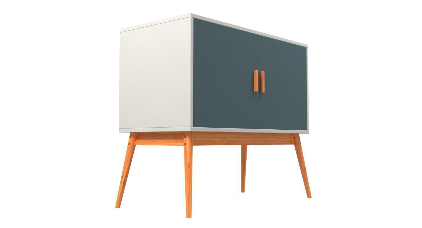 Retro Style Wooden Storage Sideboard Low-poly 3D model_7