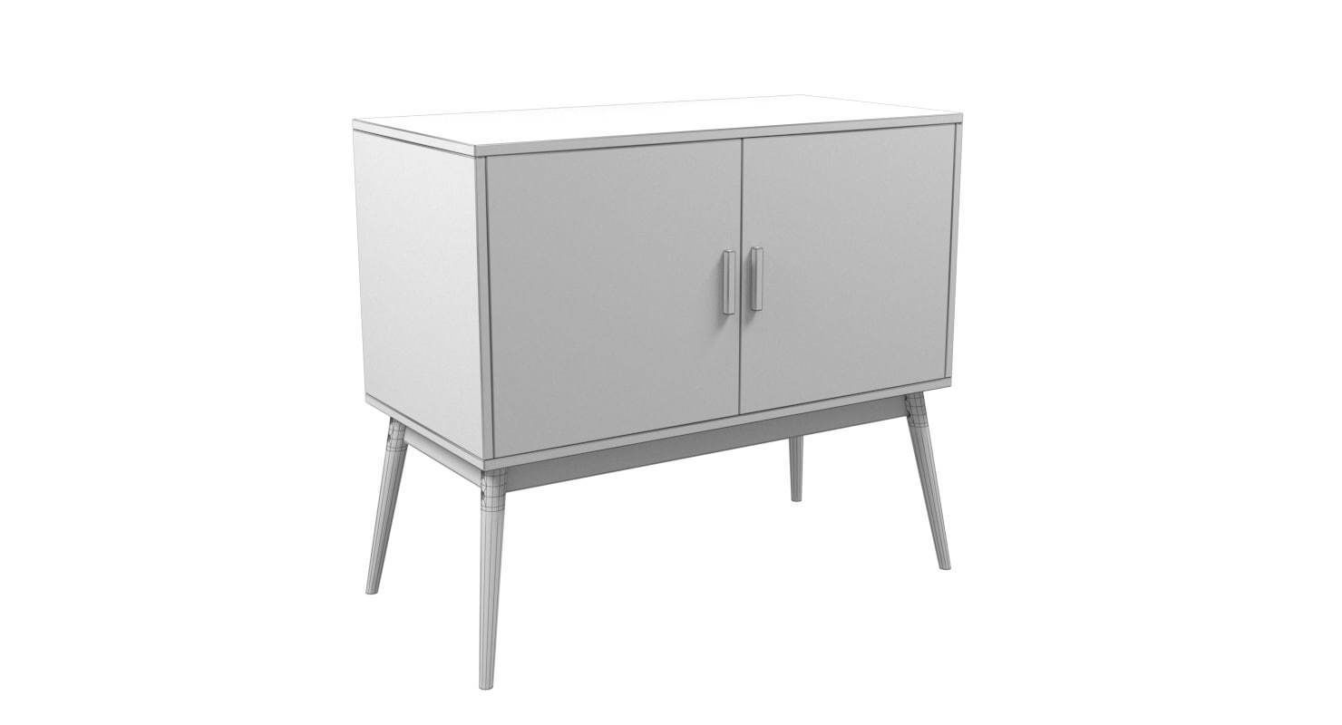 Retro Style Wooden Storage Sideboard Low-poly 3D model_2
