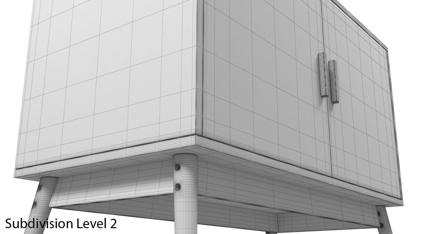 Retro Style Wooden Storage Sideboard Low-poly 3D model_15