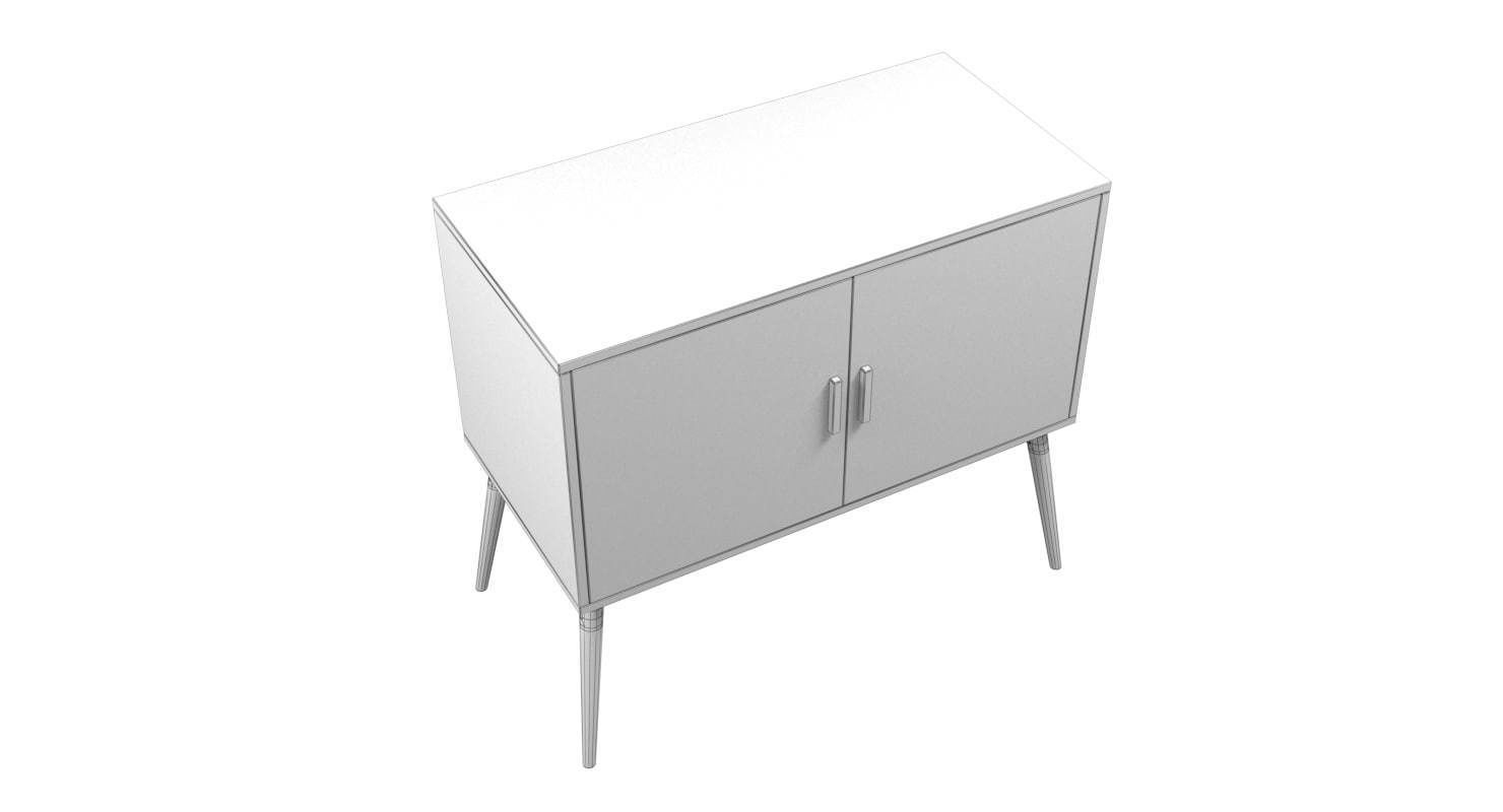 Retro Style Wooden Storage Sideboard Low-poly 3D model_12