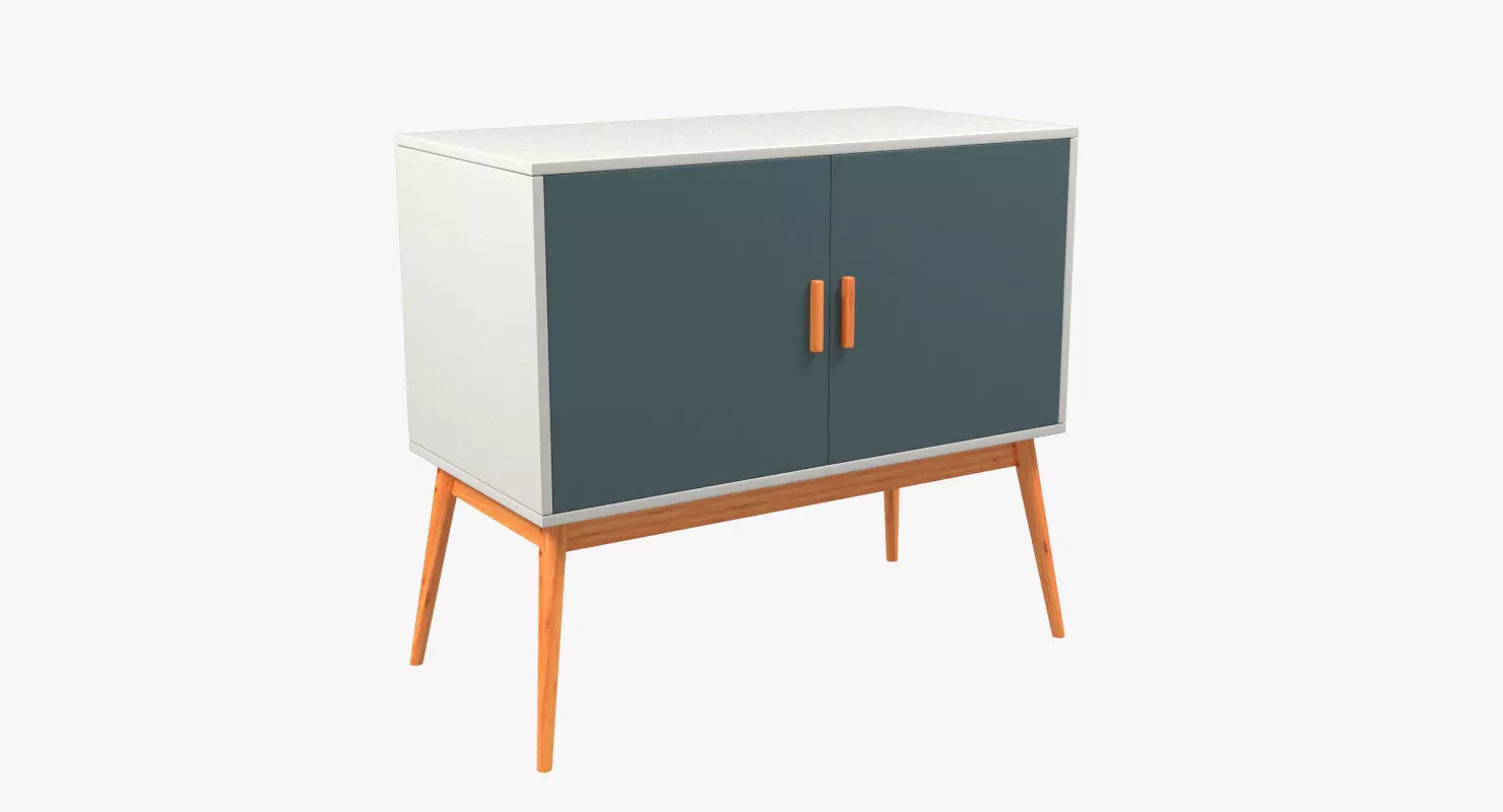 Retro Style Wooden Storage Sideboard Low-poly 3D model_0