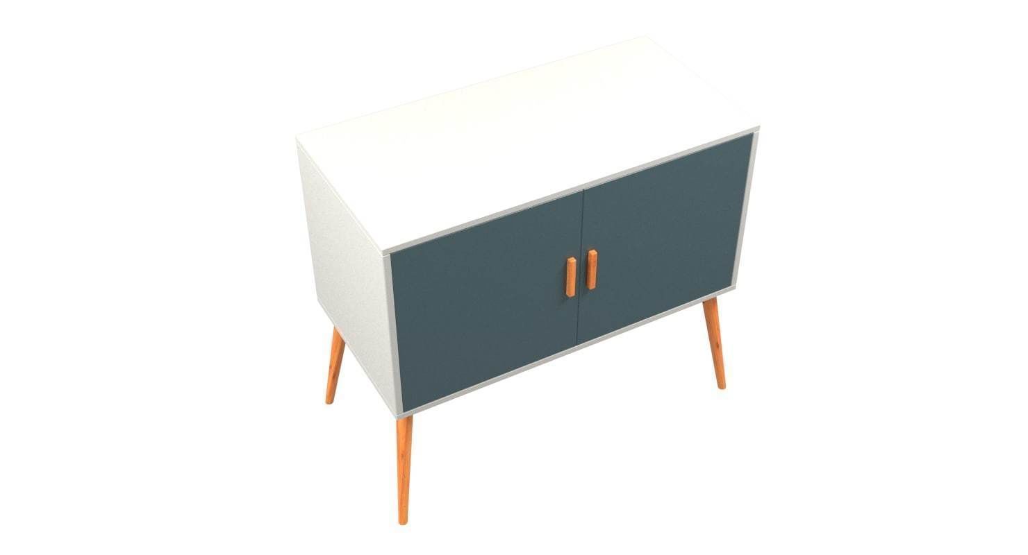 Retro Style Wooden Storage Sideboard Low-poly 3D model_5