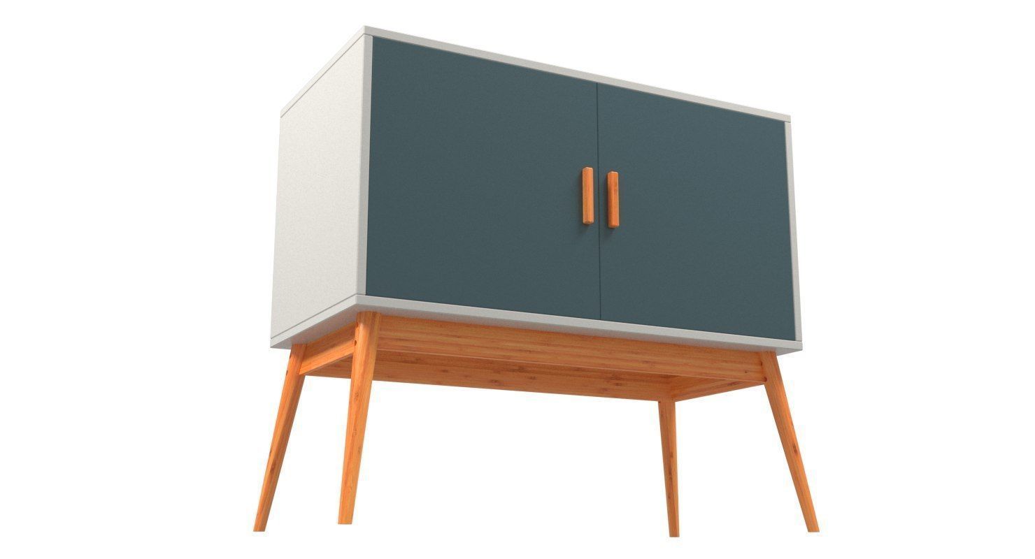 Retro Style Wooden Storage Sideboard Low-poly 3D model_4