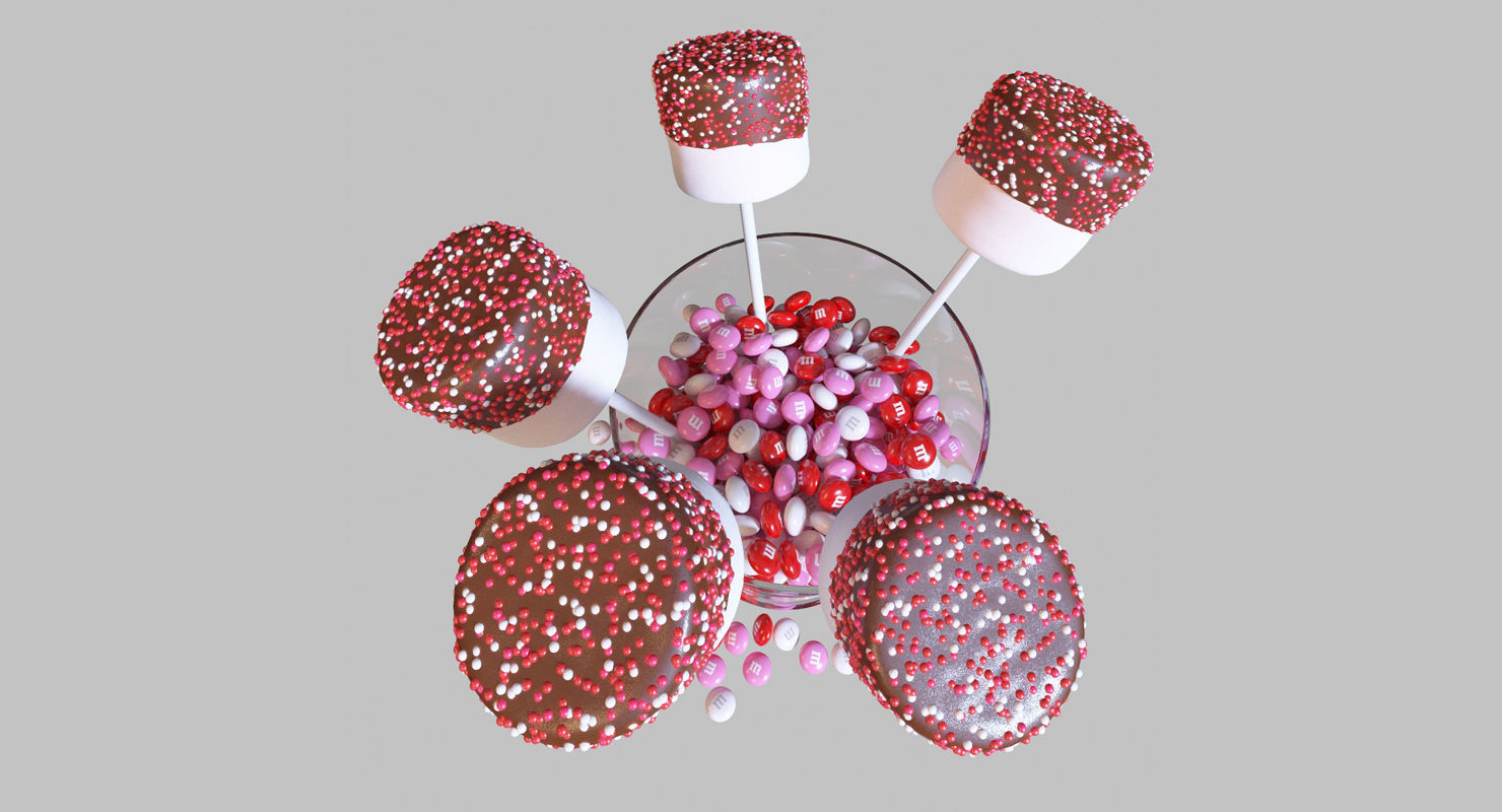 Valentines Marshmallow Pops 3D model_1