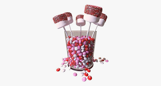 Valentines Marshmallow Pops 3D model