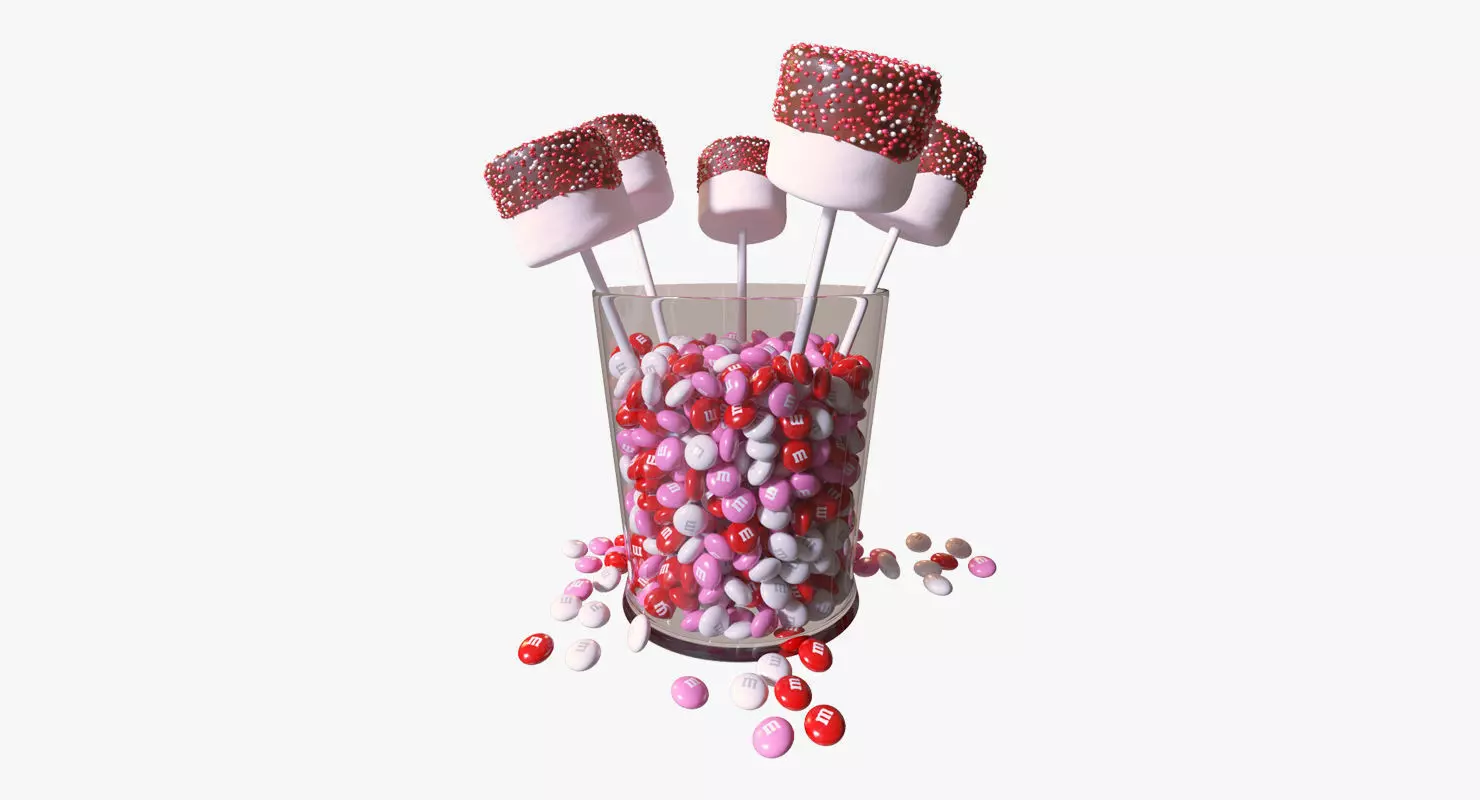 Valentines Marshmallow Pops 3D model_0
