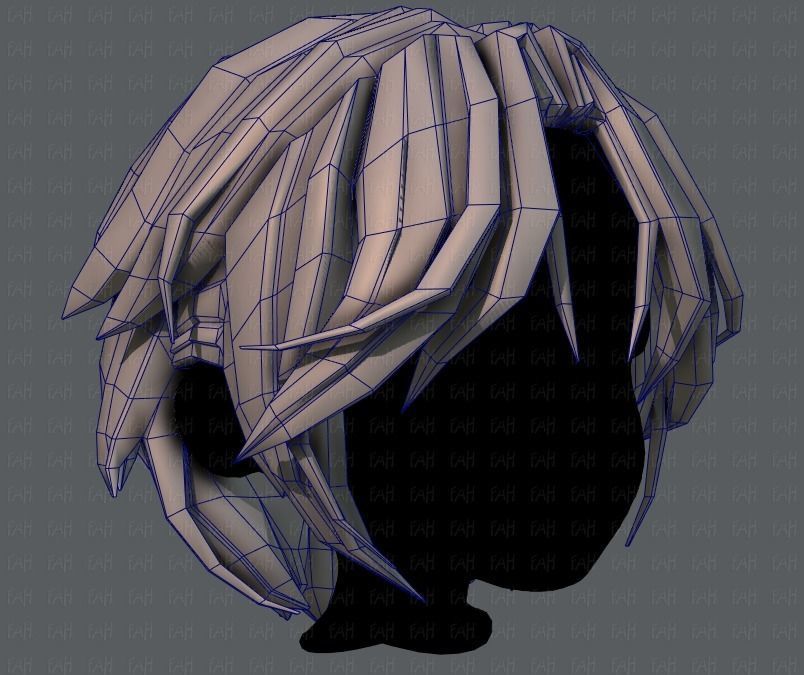 3D Hair style for boy V49 Low-poly 3D model_26