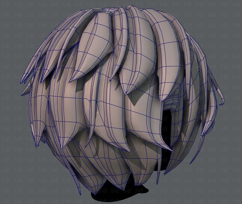 3D Hair style for boy V49 Low-poly 3D model_12