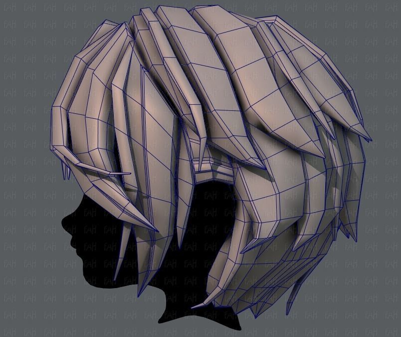 3D Hair style for boy V49 Low-poly 3D model_31