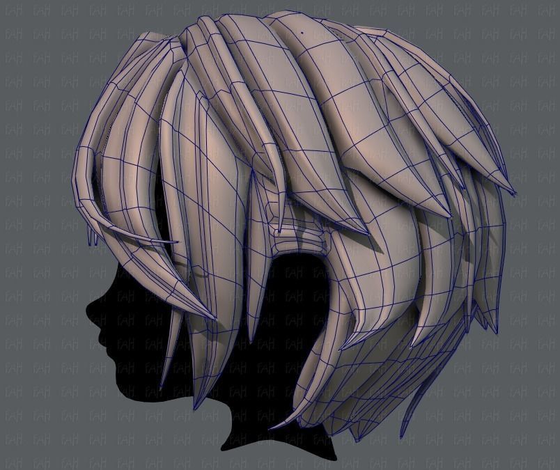 3D Hair style for boy V49 Low-poly 3D model_15