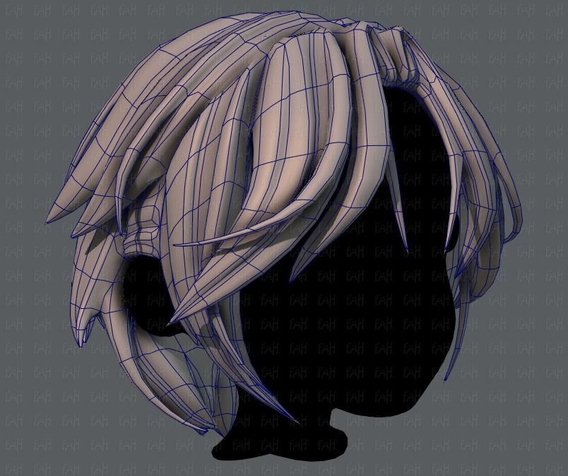 3D Hair style for boy V49 Low-poly 3D model_10