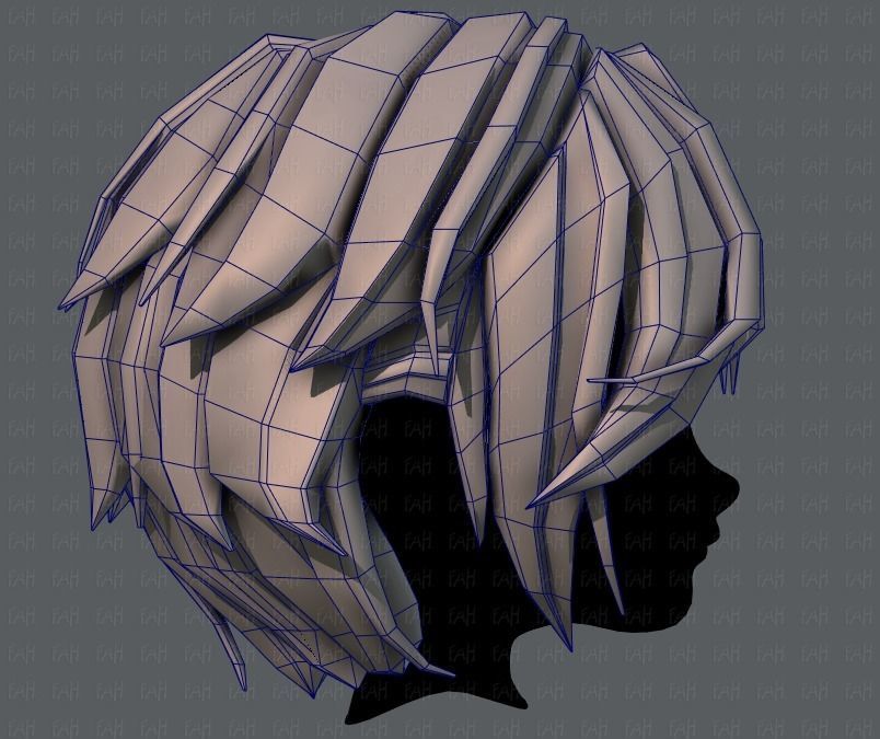 3D Hair style for boy V49 Low-poly 3D model_27