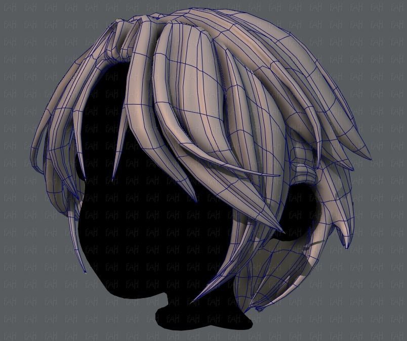3D Hair style for boy V49 Low-poly 3D model_16