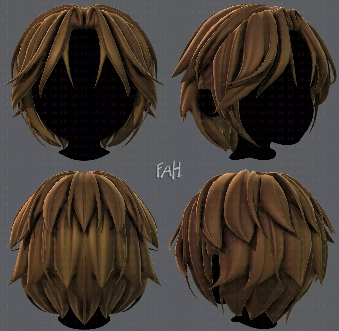 3D Hair style for boy V49 Low-poly 3D model_0