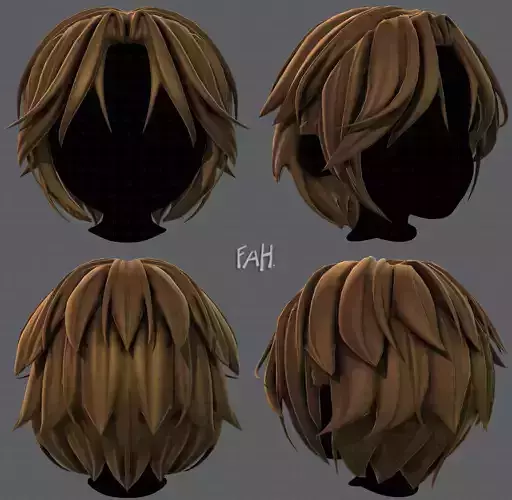 3D Hair style for boy V49 Low-poly 3D model