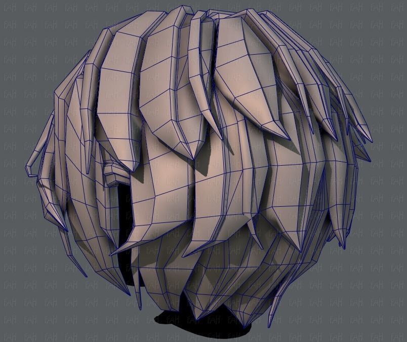 3D Hair style for boy V49 Low-poly 3D model_30