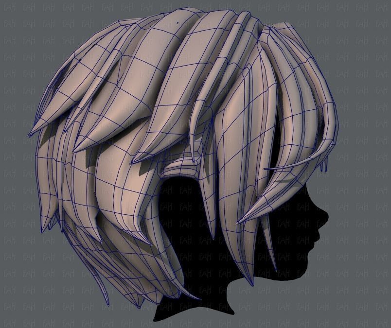 3D Hair style for boy V49 Low-poly 3D model_11