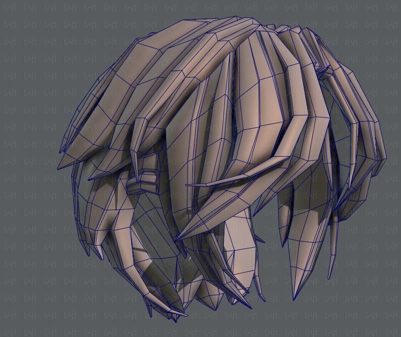 3D Hair style for boy V49 Low-poly 3D model_44