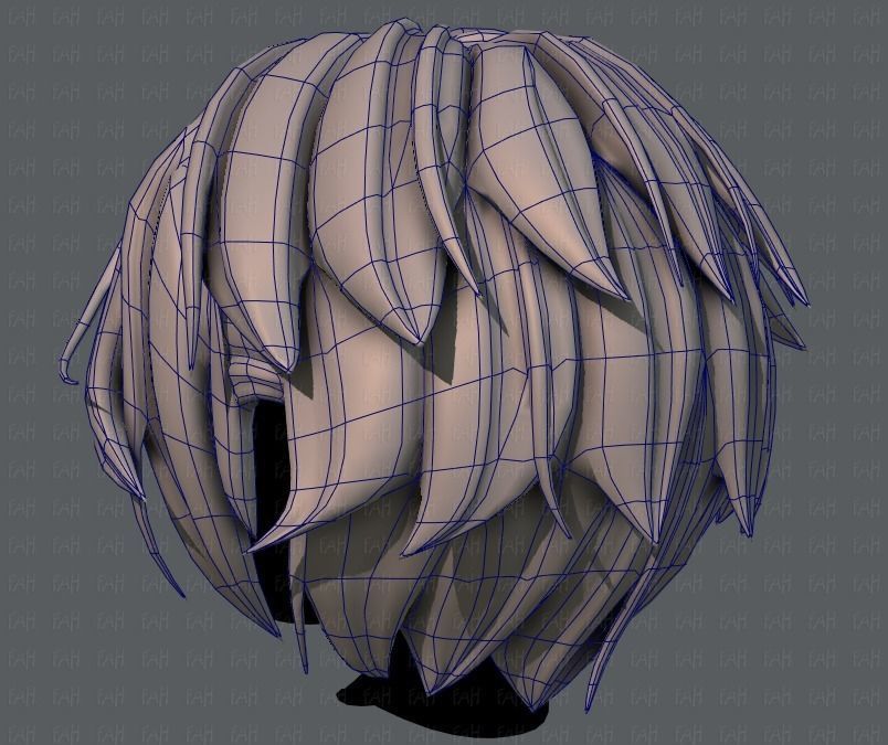 3D Hair style for boy V49 Low-poly 3D model_14