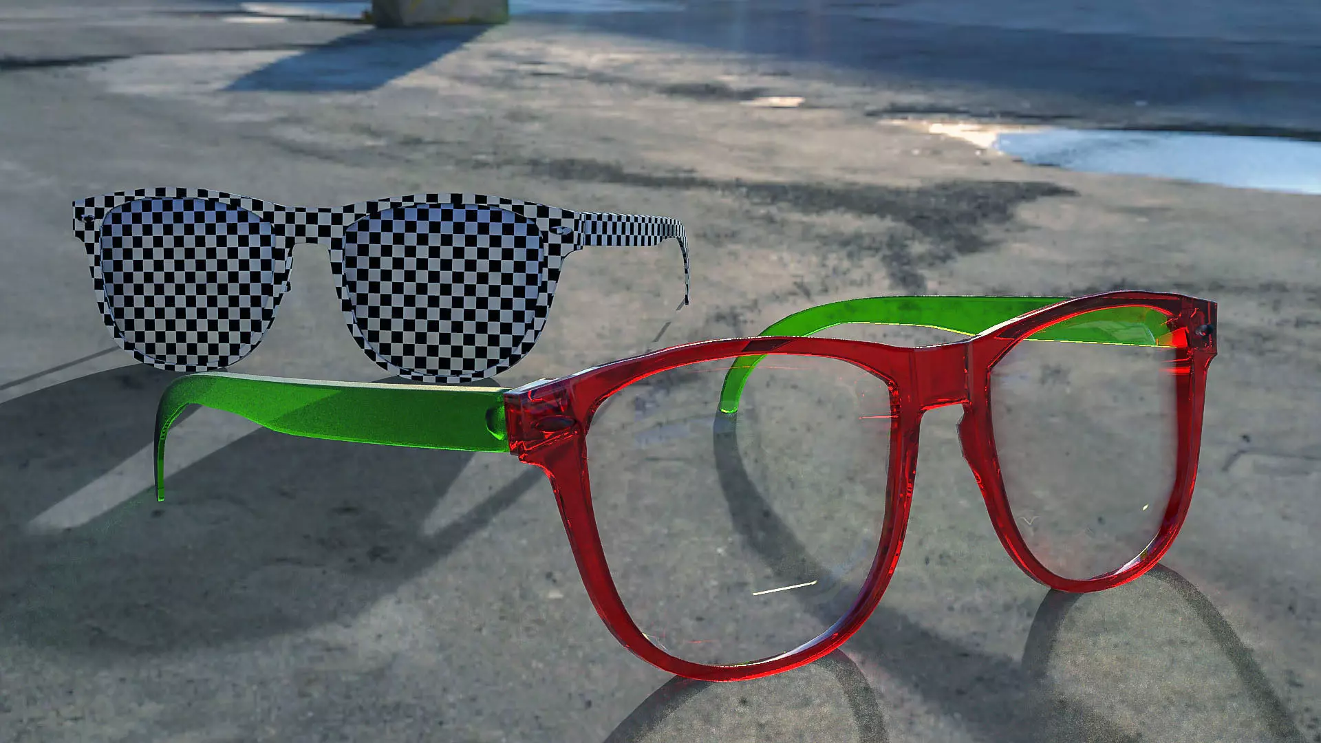 glass pair of glasses with lenses 3D model