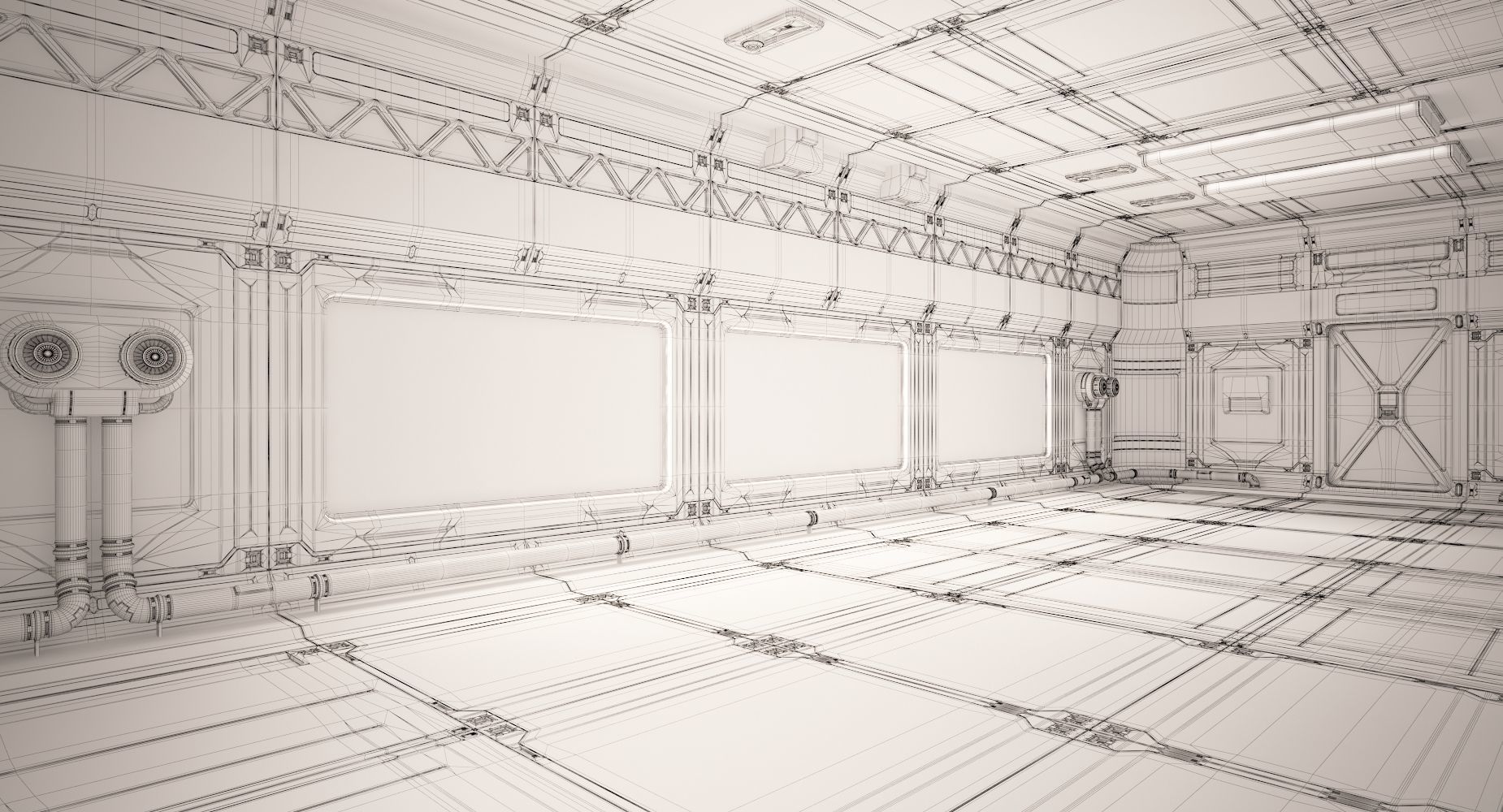 Sci Fi Lab Interior 02 3D model_10