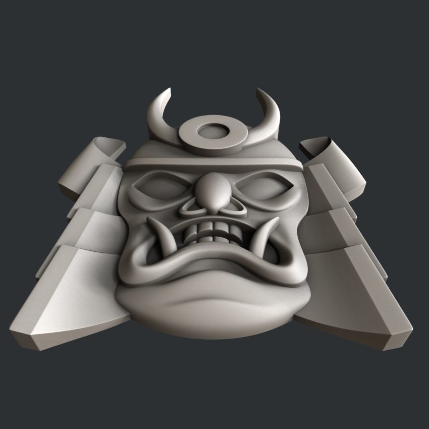 3d STL models for CNC or 3d printer Samurai mask relief 3D print model_3