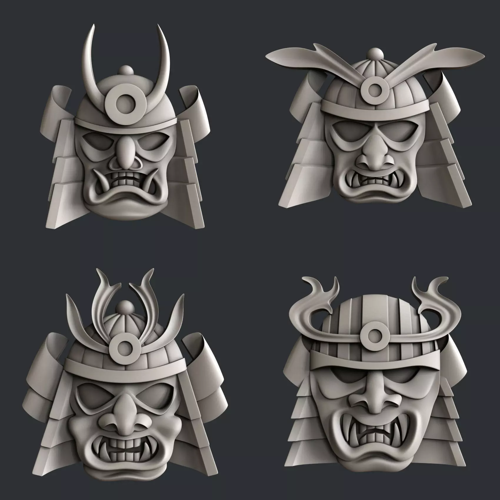 3d STL models for CNC or 3d printer Samurai mask relief 3D print model_0
