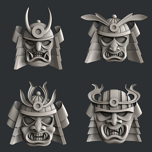 3d STL models for CNC or 3d printer Samurai mask relief 3D print model