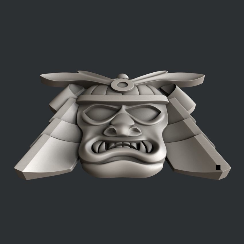 3d STL models for CNC or 3d printer Samurai mask relief 3D print model_8