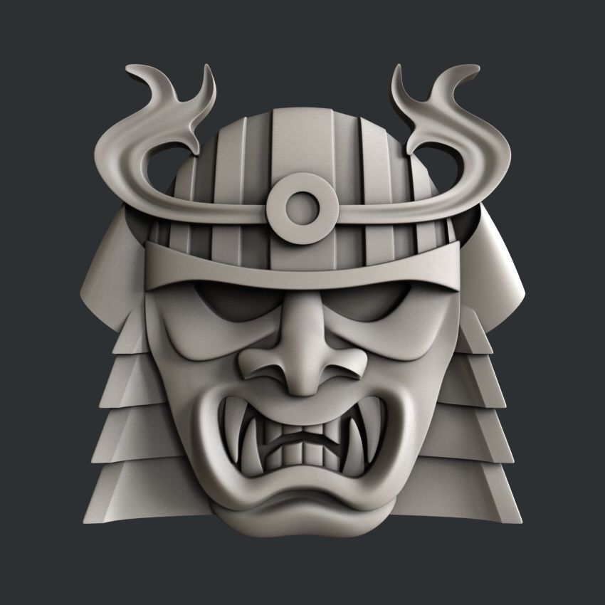 3d STL models for CNC or 3d printer Samurai mask relief 3D print model_20