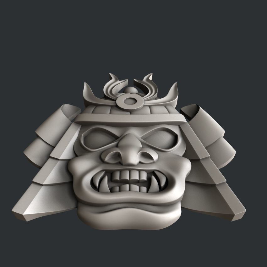 3d STL models for CNC or 3d printer Samurai mask relief 3D print model_13