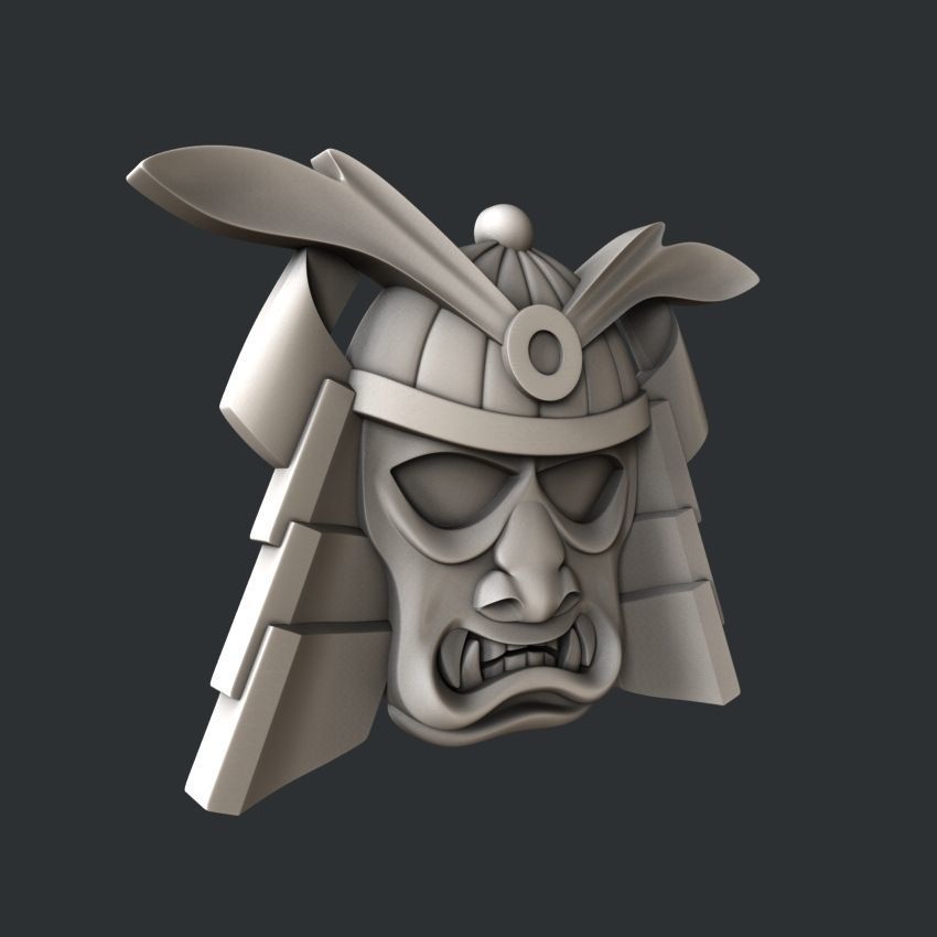 3d STL models for CNC or 3d printer Samurai mask relief 3D print model_6