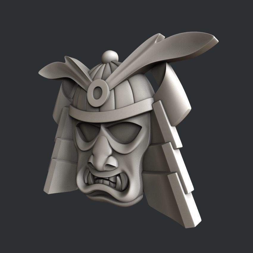 3d STL models for CNC or 3d printer Samurai mask relief 3D print model_7
