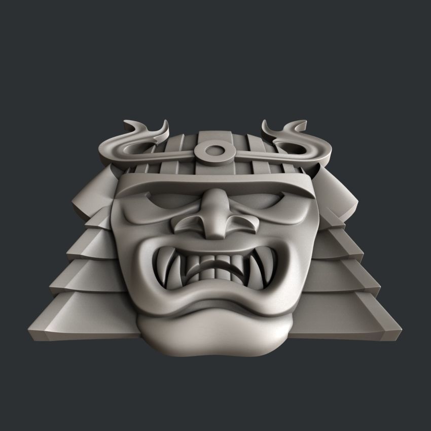 3d STL models for CNC or 3d printer Samurai mask relief 3D print model_18