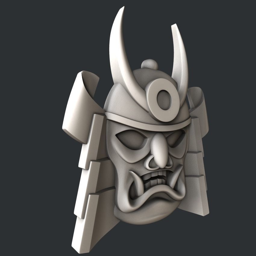 3d STL models for CNC or 3d printer Samurai mask relief 3D print model_1
