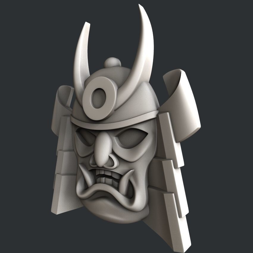 3d STL models for CNC or 3d printer Samurai mask relief 3D print model_2