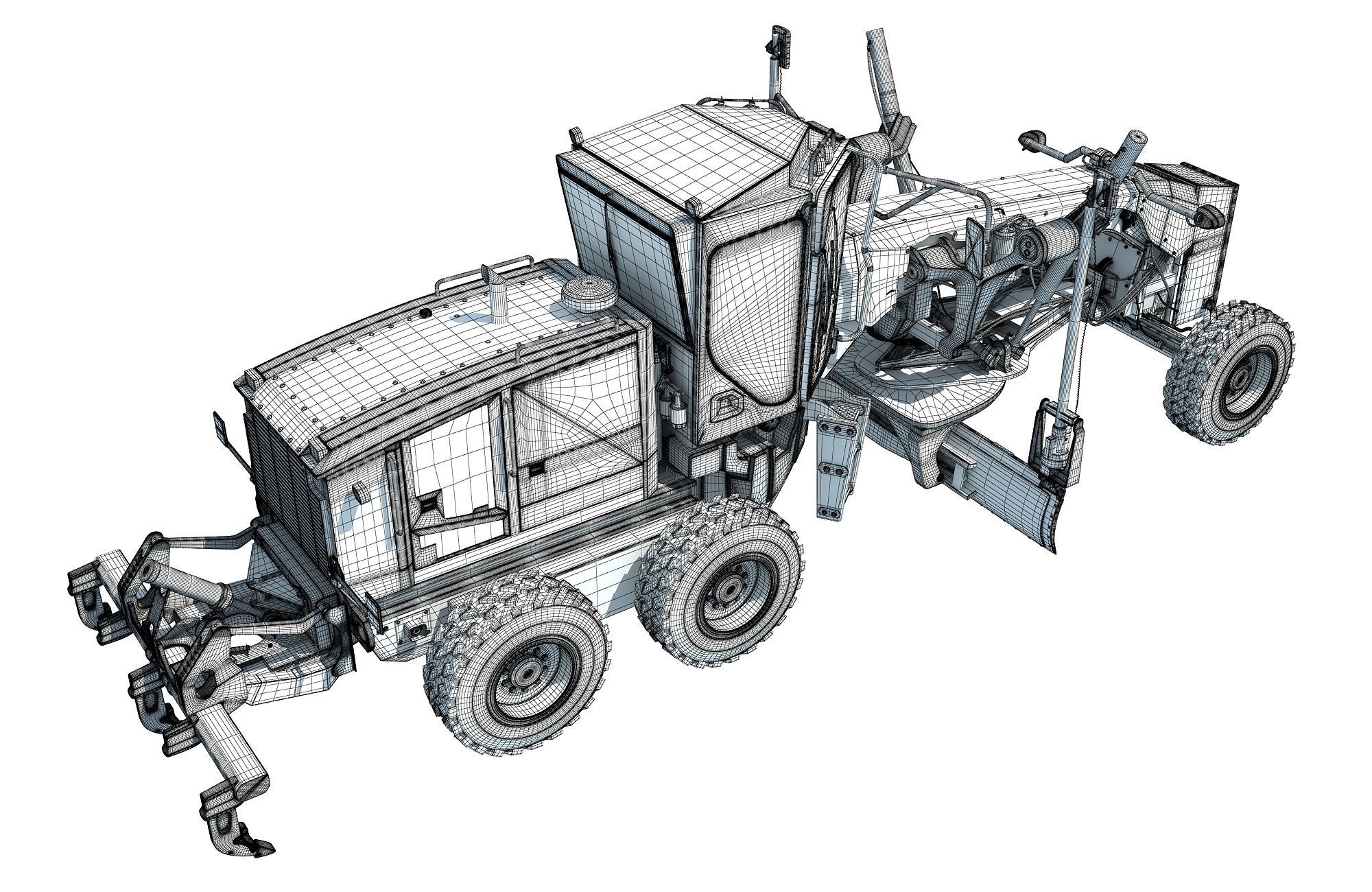 Road Motor Grader 3D model_16