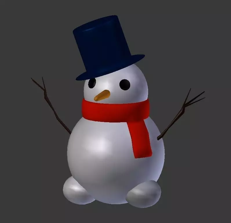 Snow Man Free low-poly 3D model