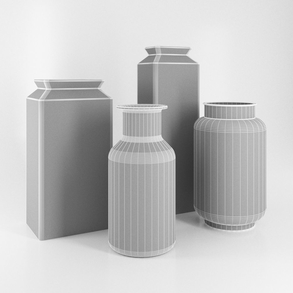 Glass vases set Free 3D model_2