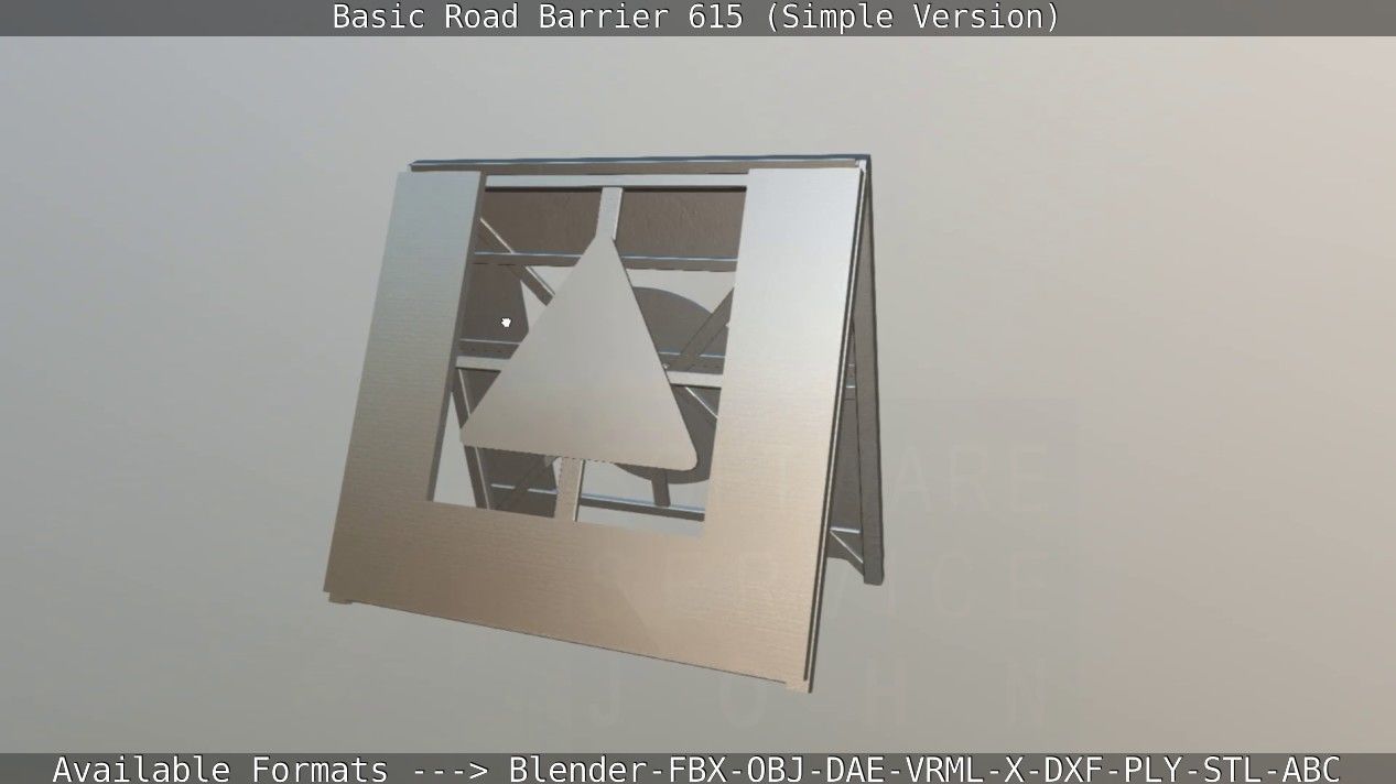 Basic Road Barrier 615 - Simple Version Low-poly 3D model_108
