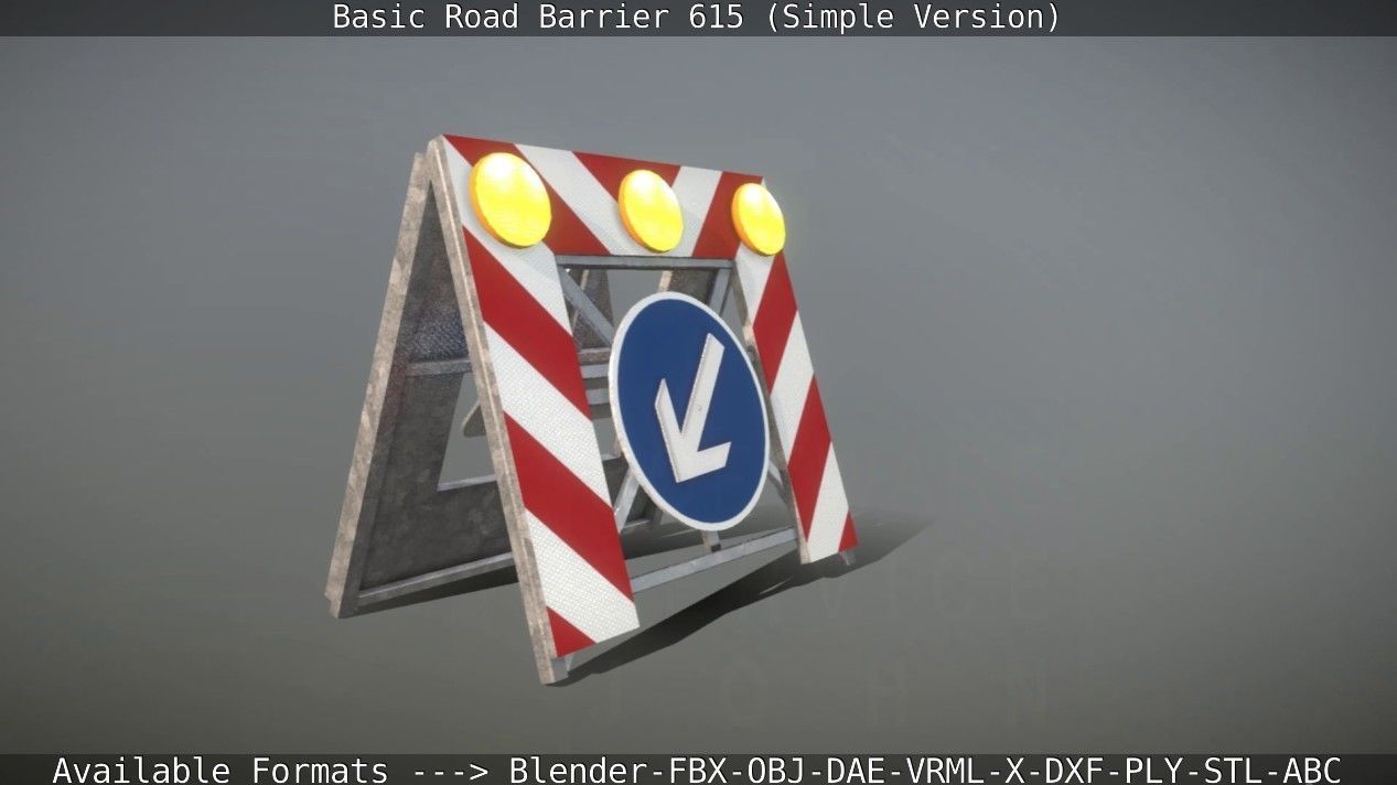 Basic Road Barrier 615 - Simple Version Low-poly 3D model_133