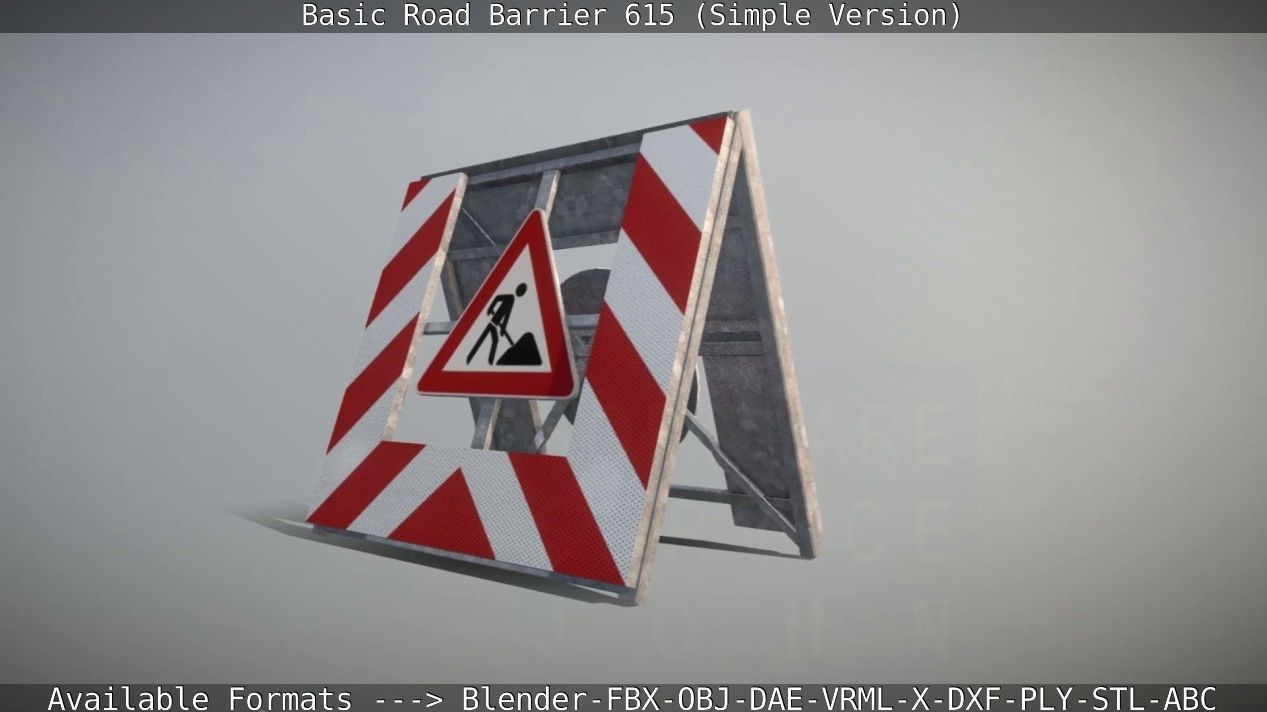 Basic Road Barrier 615 - Simple Version Low-poly 3D model_123