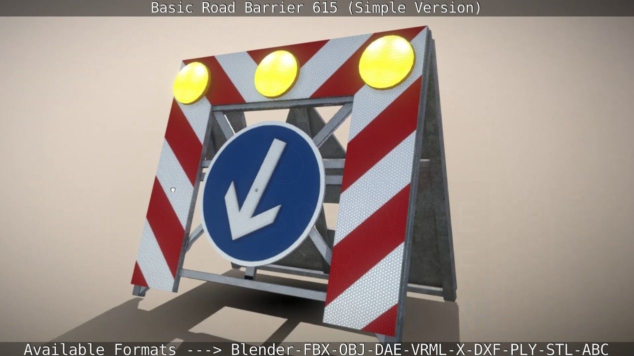Basic Road Barrier 615 - Simple Version Low-poly 3D model_27