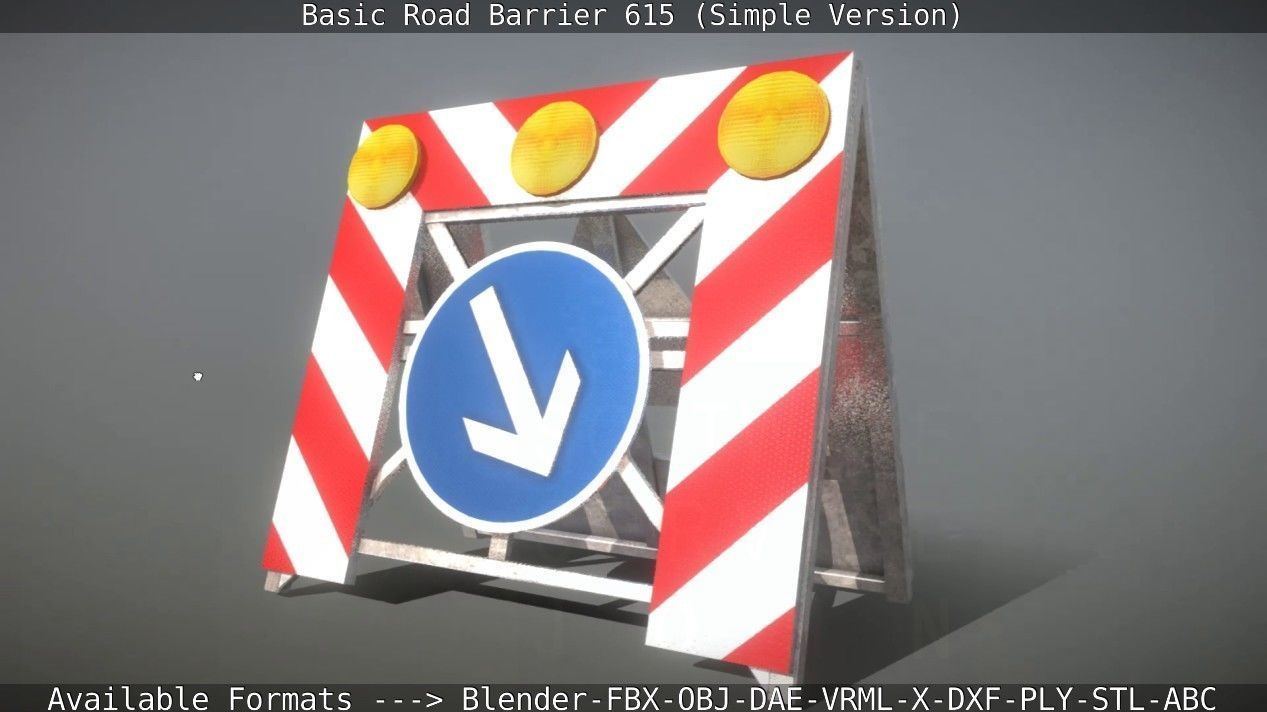 Basic Road Barrier 615 - Simple Version Low-poly 3D model_30