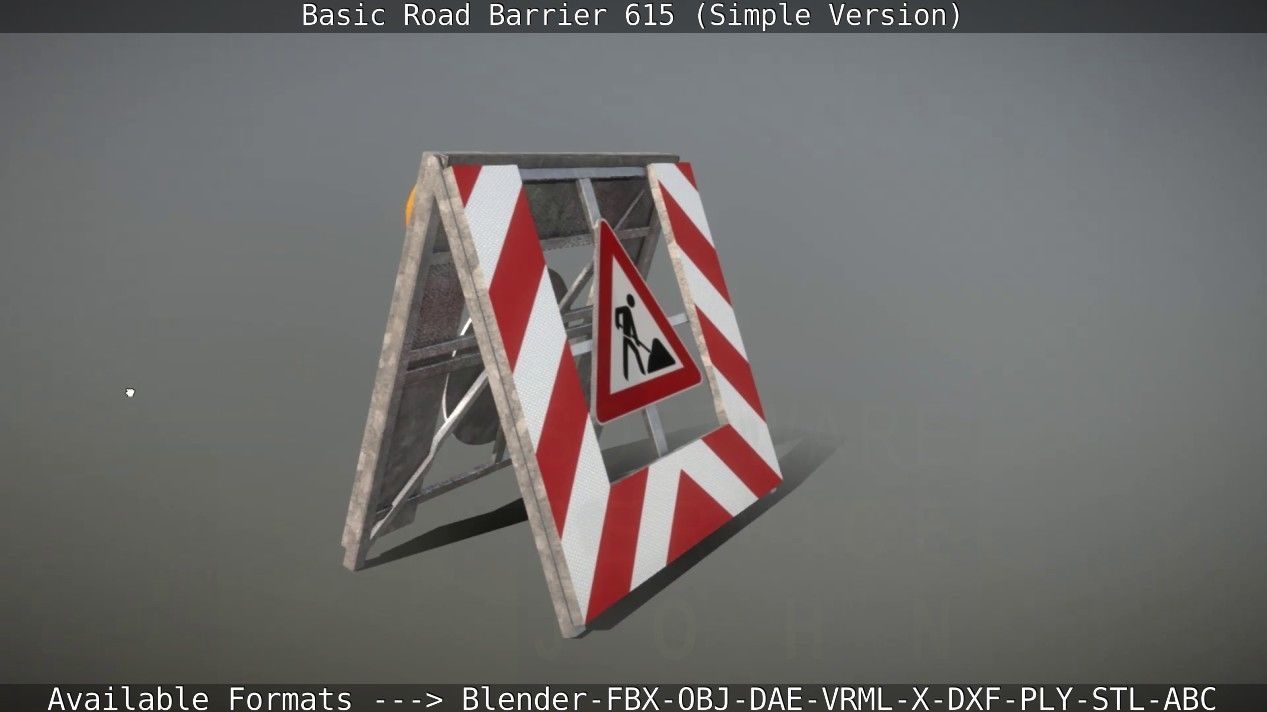 Basic Road Barrier 615 - Simple Version Low-poly 3D model_9