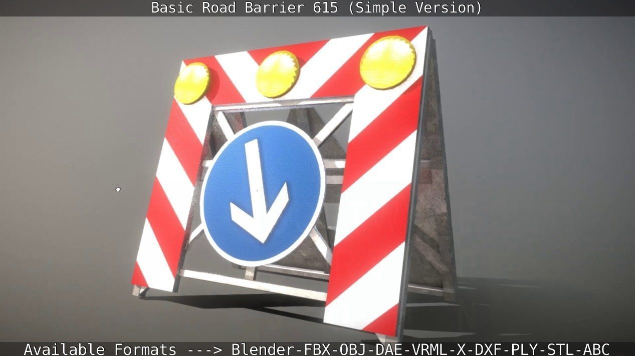 Basic Road Barrier 615 - Simple Version Low-poly 3D model_29