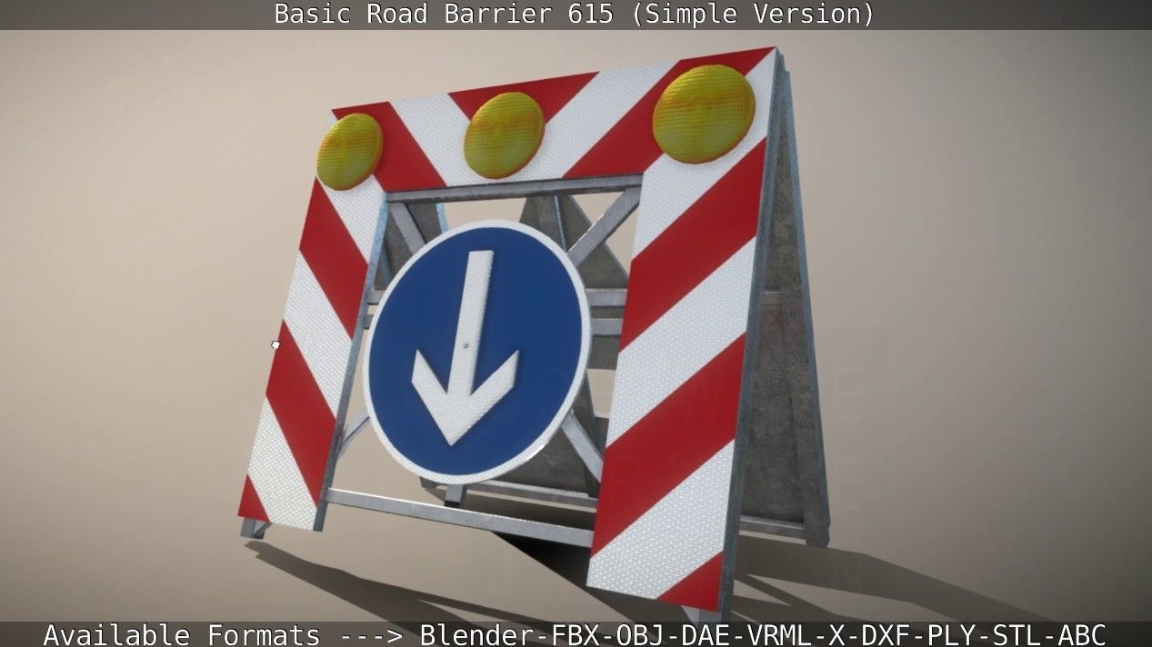 Basic Road Barrier 615 - Simple Version Low-poly 3D model_28