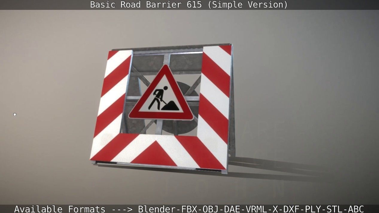 Basic Road Barrier 615 - Simple Version Low-poly 3D model_4