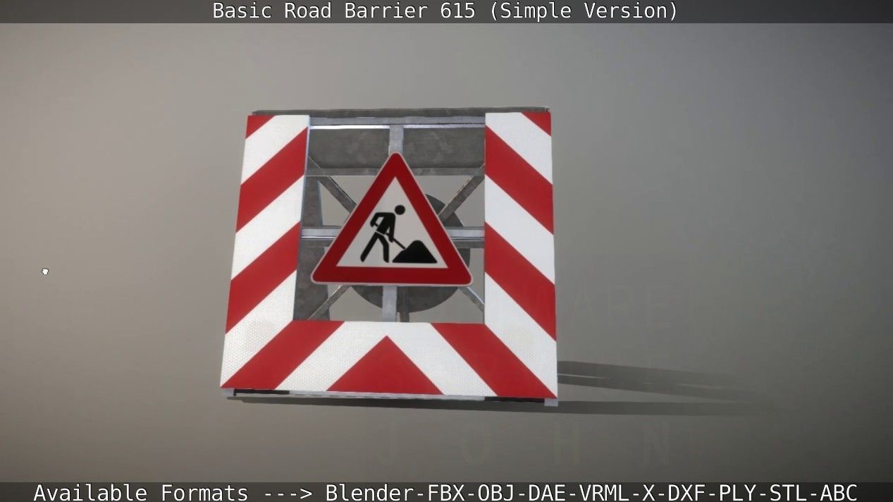 Basic Road Barrier 615 - Simple Version Low-poly 3D model_5