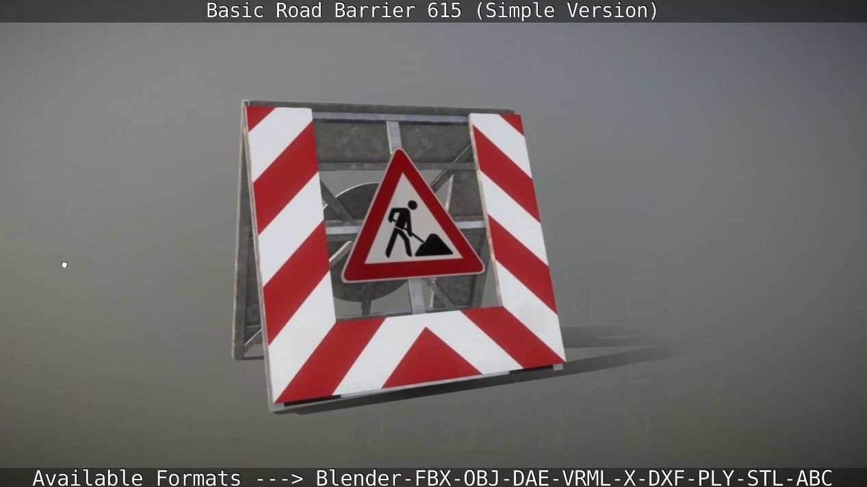 Basic Road Barrier 615 - Simple Version Low-poly 3D model_7